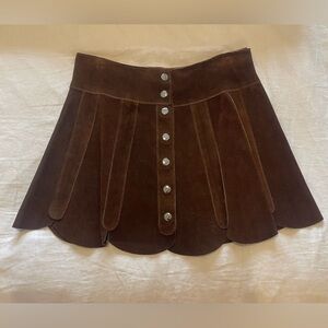 REVOLVE Brown Suede Mini Skirt